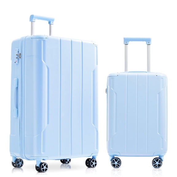 HAIXIAO Expandable Hardshell ABS Luggage Set for Travel, 2 Piece Suitcase Set with TSA Lock and Smooth Spinner Wheels,Sky Blue
