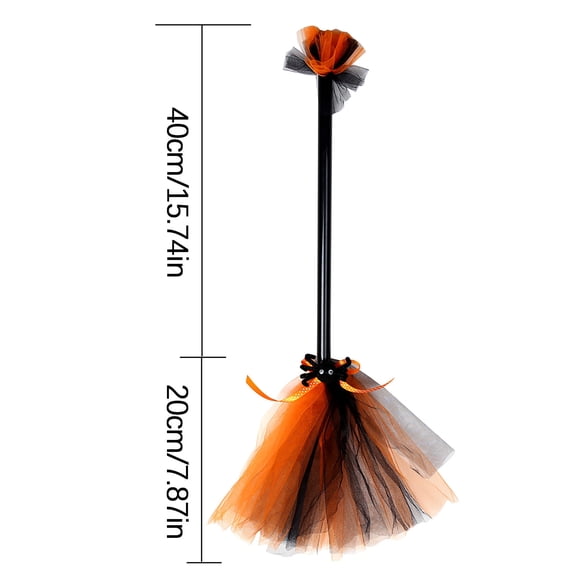 Halloween Witch Flying Broom, 23.6'' Witch Flying Broomstick with Fake Spider, Halloween Dress-up Party Cosplay Costume Props