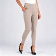 thumbnail image 5 of Oiangi Womens Straight Leg Dress Pants Plus Size High Waist Stretchy Slacks Casual Business Pockets Trousers for Work Beige 5XL, 5 of 6