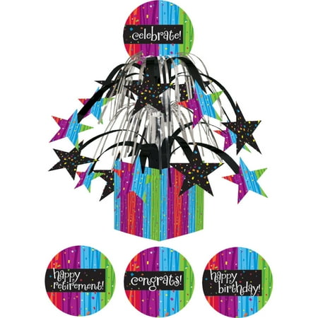 Pack of 6 Multi-Color Milestone Celebrations Mini Cascade Foil Party Centerpieces 8.5"
