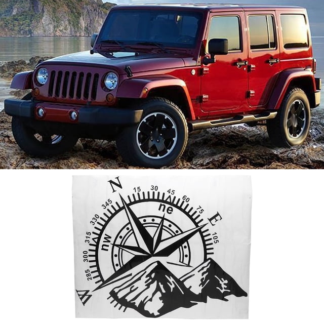 Pegatina Para Coche, Calcomanía De Montaña De 20x24 Pulgadas, Reemplazo Negro Cortable Para Wrangler Rubicon JK CJ TJ YJ Para Auto
