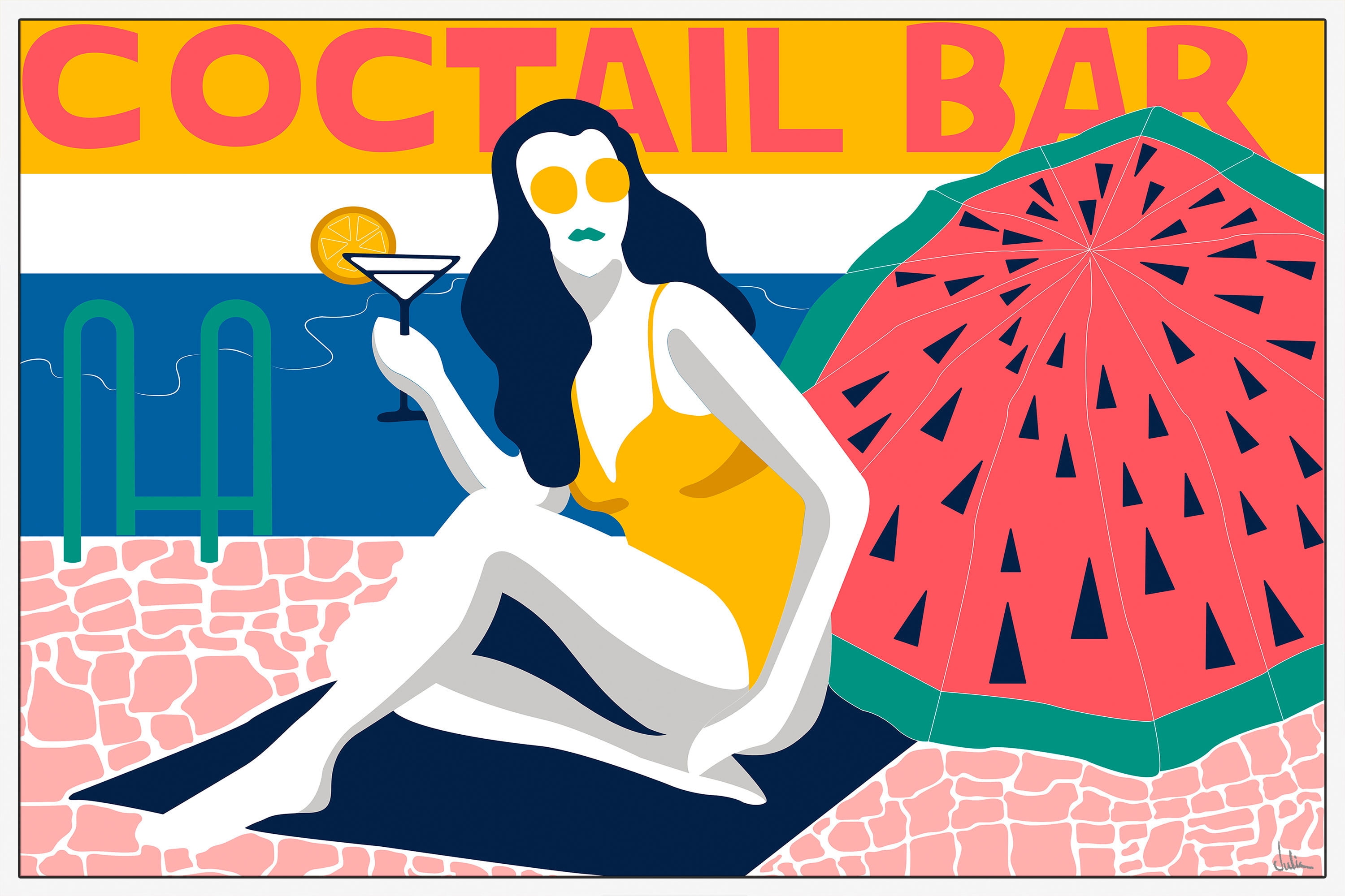 Cocktail Bar Floater Framed Painting Print on Canvas
