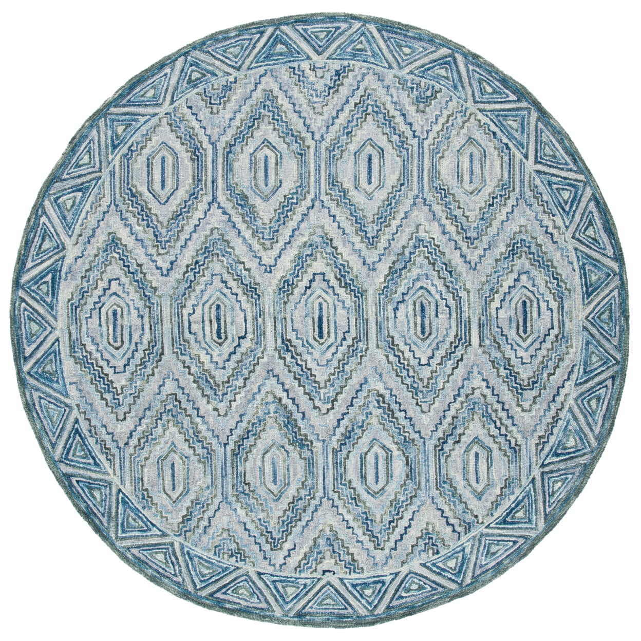 SAFAVIEH Aspen Eglantine Geometric Diamonds Wool Area Rug, Grey/Blue, 5' x 8'
