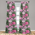 thumbnail image 4 of Ambesonne Spring Curtains, Peonies Monochrome Lines, Pair of 28"x95", Pastel Pink and Fern Green, 4 of 5
