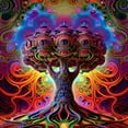 thumbnail image 2 of The Colorful Copse - Psychedelic Tree Canvas Wall Art, 2 of 2