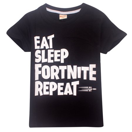 ukap boys children fortnite t shirt eat sleep fortnite repeat letter printing casual short sleeve t shirts round collar tops walmart com - fortnite apparel walmart