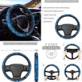 thumbnail image 2 of Uorisanigo Branches Blue Automotive Front and Rear Cushion Covers Steering Wheel Cover for Cars Water Coaster Gear Lever Cover+Hand Brake Cover Pillowcase Easy Installation 11-Piece, 2 of 7