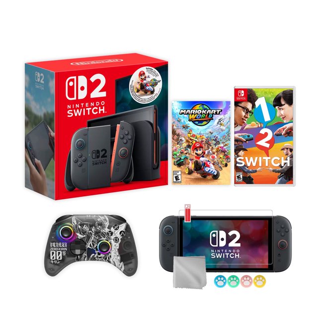 Nintendo Switch 2 Mario Kart World Bundle 256GB 7.9-Inch 1080P Screen, Joy-Con 2 with Mouse Sensor, Dock, with 1-2 Switch And Mytrix Wireless Switch Pro Controller & Accessories