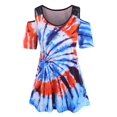 thumbnail image 1 of Panel de encaje Tie Dye Shoulder abierto más tamaño superior Rosegal  Camisetas tallas grandes, 1 of 5
