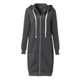 thumbnail image 3 of Otvok Womens Solid Jackets Plus Fleece Pocket Hooded Zipper Sweater, 3 of 6