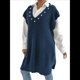 thumbnail image 2 of Vestido Tipo Suéter con Cuello en V y Cuentas para Mujer, Holgado, Tipo Chaleco, de Punto. Azul Real Talla Única, 2 of 8