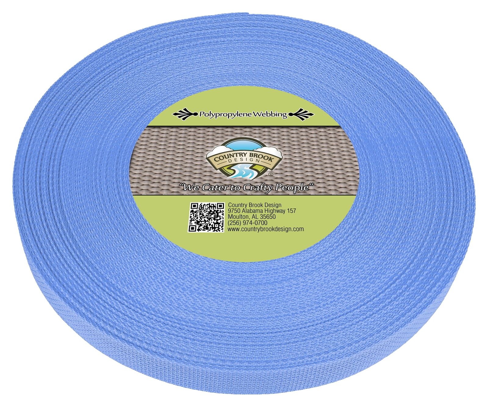 50 Yards Country Brook Design® 1 Inch Blue Tubular Nylon Webbing