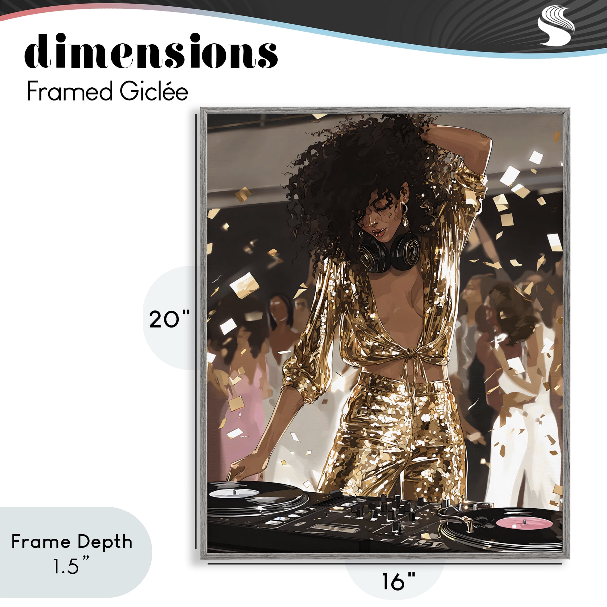 Stupell Industries Shimmering DJ in Sequins Gray Framed Giclee Art, design by Franklyn Gregory