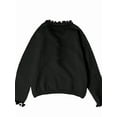thumbnail image 6 of Female'S Pearl Beaded Long Sleeve Sweater V Neck Ruffle Trim Knitted Pullover Tops Black S, 6 of 7