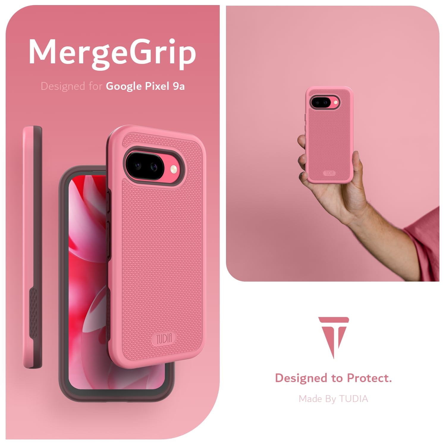 TUDIA MergeGrip for Google Pixel 9a Case Magsafe Compatible Military Grade Cover - Smokey Pink