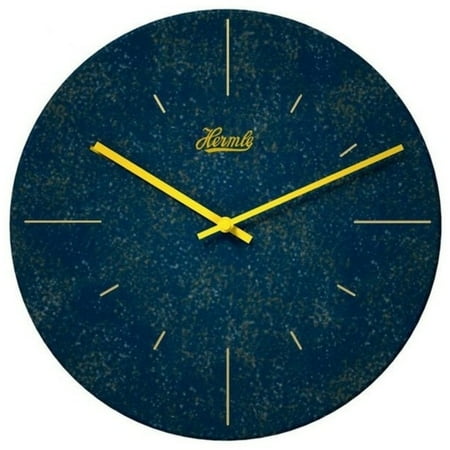 Hermle Quartz Movement Round Metal Wall Clock - 12 - Navy Blue