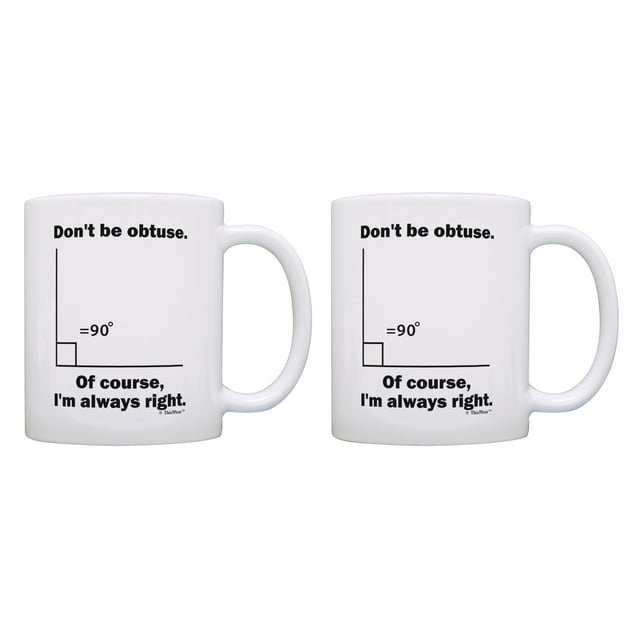 ThisWear Math Mug Set Don't Be Obtuse Mug Math Humor Gifts for Math Lovers 11 ounce 2 Pack Coffee Mugs