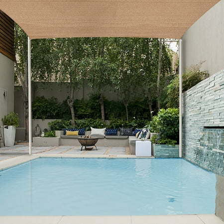 Outdoor Patio Ideas Permeable Patios Jaxpety Sun Shade Sail Permeable Square Outdoor Patio Deck Pool Canopy 16'x 16', Desert Sand ()