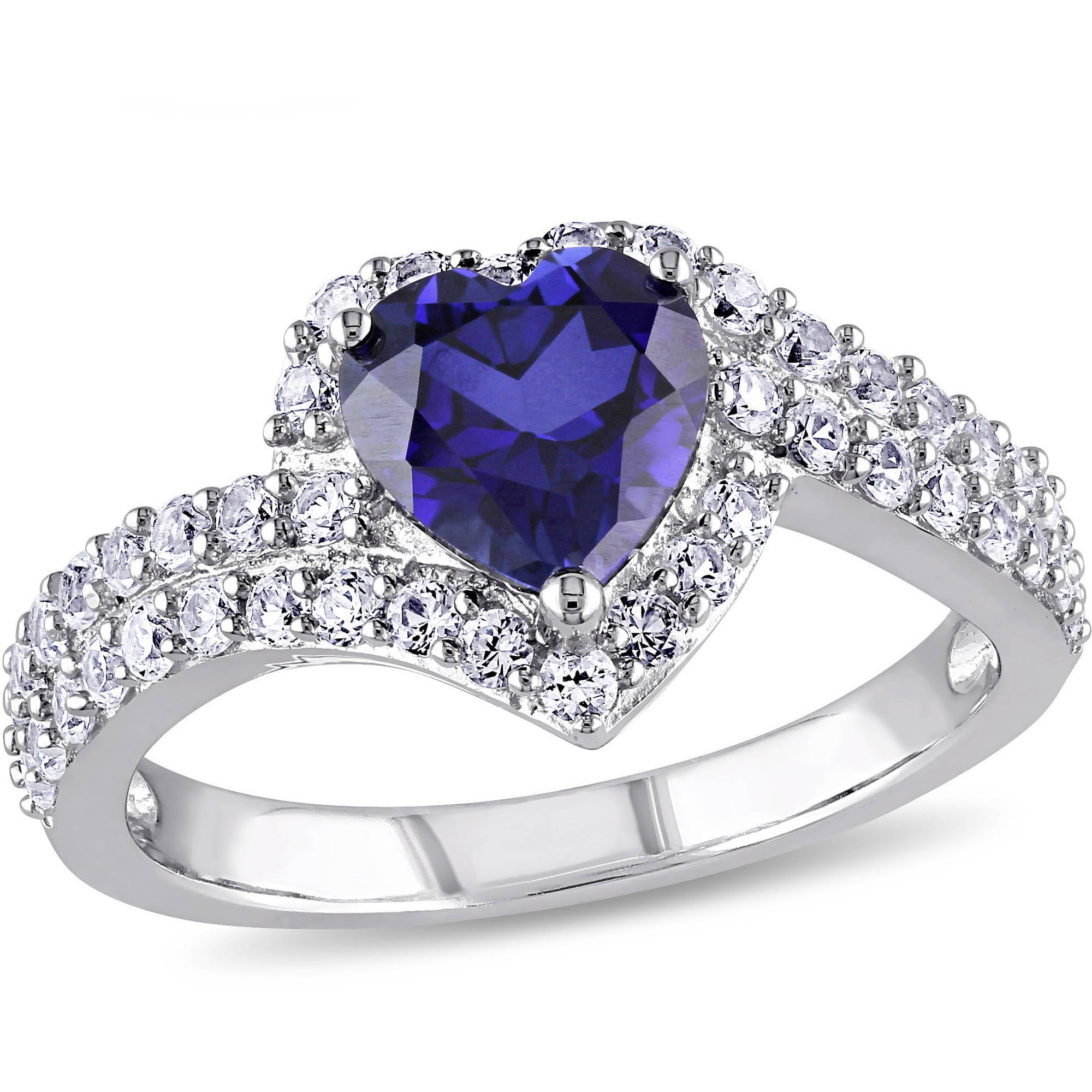 Tangelo - 2-3/4 Carat T.G.W. Created Blue and White Sapphire Sterling ...