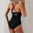 thumbnail image 5 of Ladies Swimsuits, Swim Dress Women, Womens Bathing Suits, One Piece Swimsuit Women, Women'S One Piece Swimsuits Tummy Control Front Cross Bathing Suits Tie Back Slimming V Neck Swimwear, Black XL, 5 of 6