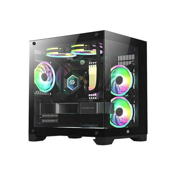Bgears b-Pellucid MicroATX Black Micro ATX Tower Case, Tempered Glass Compact Design