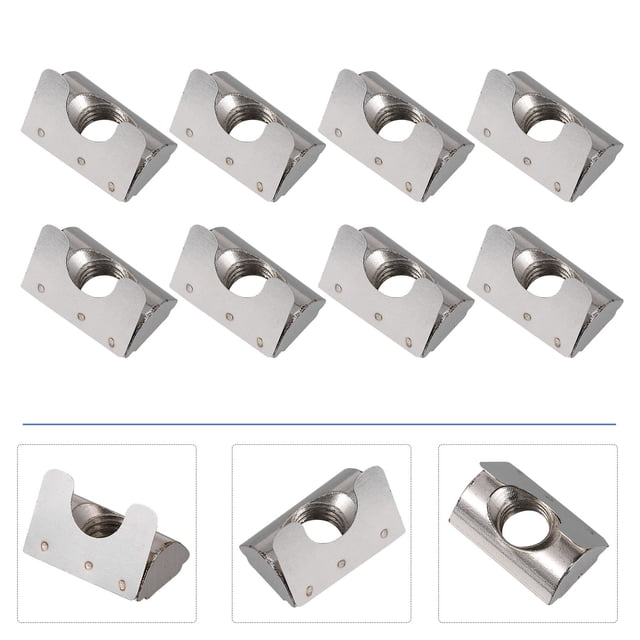 WESIEVYA 15Pcs Rust Resistant Shrapnel Nut Silver Elastic Spring Nut Block Aluminum Profile