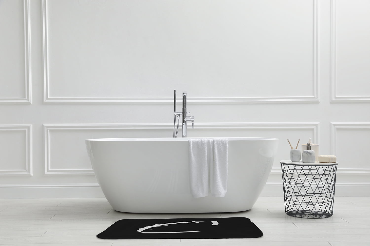 Simply Daisy 34" x 21" Plush Microfiber Black Football Bath Mat