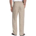 thumbnail image 3 of HBGVBA Cotton Linen Pants for Men Straight Leg Trousers,Solid Color Full Length Casual Drawstring Waist Button Fastening Soft Flexible Wrinkle Light Textile, 3 of 5