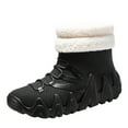 thumbnail image 3 of Men's Thick Bottom Anti Casual Work with Plush Insulation Dual-Use Waterproof Mid Top Snow Boots Black 39, 3 of 6