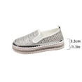 thumbnail image 4 of Miluxas Platform Rhinestones Glitter Sneaker for Women Sparkle Slip On Comfort Sneaker Flat Walking Loafers Platform Dress Shoes Silver 6.5(38), 4 of 9