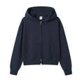 thumbnail image 2 of Plain Zip Up Hoodies for Women Fall Winter Long Sleeve Casual Crop Hooded Sweatshirt with Pockets Jacket Coat, 2 of 3