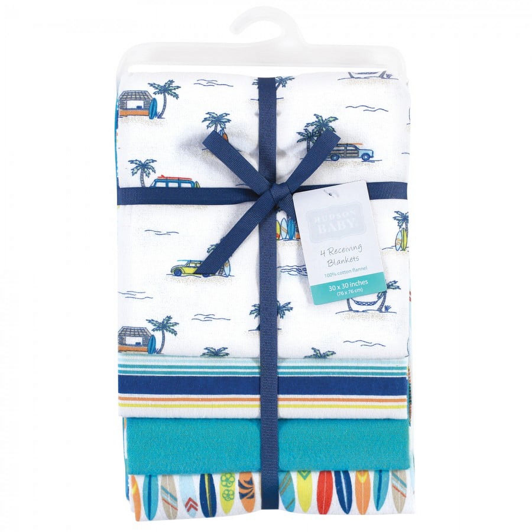Hudson Baby Unisex Baby Cotton Poly Flannel Receiving Blankets, Surfer Dude, One Size
