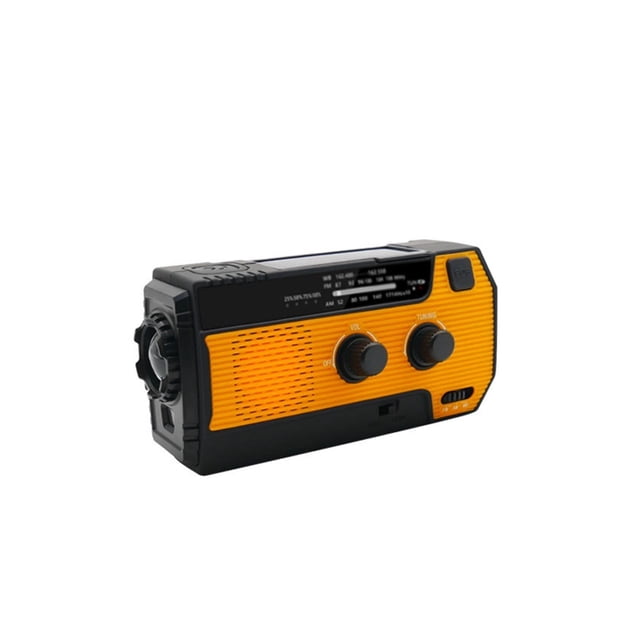 FM Radio Weather Receiver 4000mAh Multifunctional Solar Hand Crank Radio USB Charging Emergency Radio LED Flashlight Power Ban ,Handy Bright