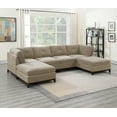 thumbnail image 2 of Corner Chair with 1pc Cushion, Modular Living Room Furniture, Wedge Chair with Camel Chenille Fabric, Large Size Modular Series, Sofa Couch Exposed Wooden base for Living Room Office Home, 2 of 8