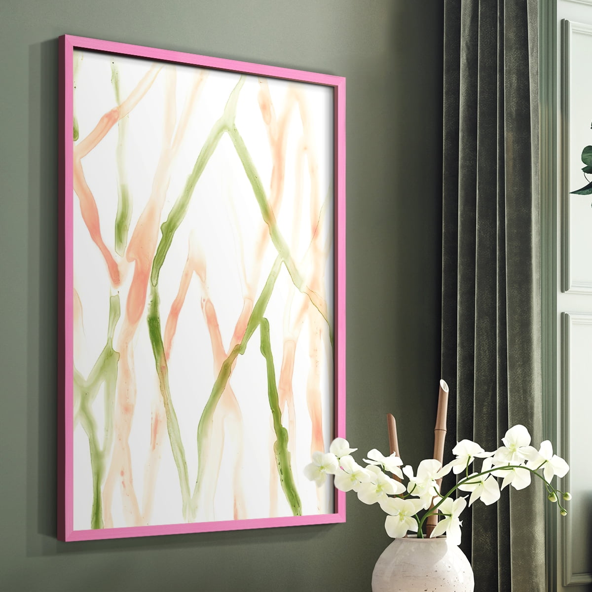 Runnel XIV Framed Print in Pink Solid Wood Framed Print No Nail Hanging