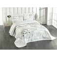 thumbnail image 3 of Ambesonne Kabuki Quilted Bedspread Set 3 Pcs, Japanese, King Size, Black White Pink, 3 of 5