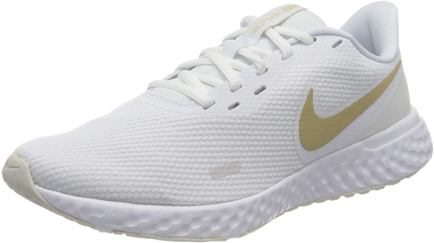 Nike Women's Revolution 5 Running Shoe White/Gold, 8.5