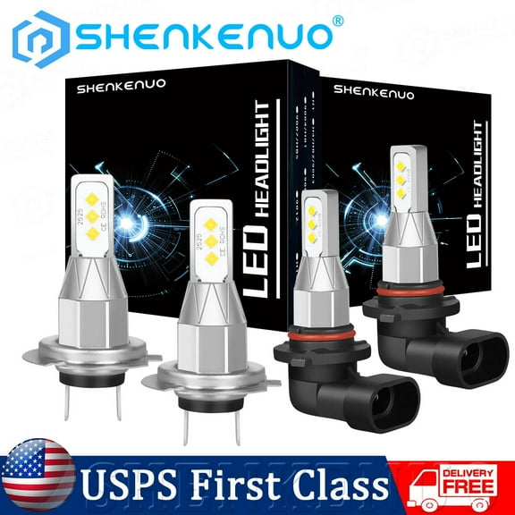 9005 H7 LED Headlight Bulbs Hi/Lo Beam Combo Kit For Hyundai Elantra 2017-2018