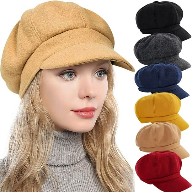 Boina Dalrosia para mujer, gorro de vendedor de periódicos, gorro de lana francés, clásico, otoño, primavera e invierno.