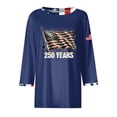 thumbnail image 6 of Youpwaven America 250th Anniversary Women's 3/4 Sleeve Top, USA 250 Years Patriotic Graphic Shirt, 4th of July Waving Flag Crew Neck Tee with Contrast Trim, 6 of 7