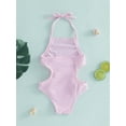 thumbnail image 3 of Kids Swimsuits Girls Bikini Summer Sleeveless Halter Cut Out Plush Ball Bathing Suits Toddler Swimwear Beachwear, 3 of 8