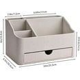 thumbnail image 2 of Leather Makeup Organizer with Drawer, Cosmetic Storage for Dresser Countertop and Bathroom Vanity, Beauty Holder for Lipstick Brush Skincare (Beige), 2 of 18