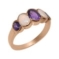 thumbnail image 1 of LBG British Made 18k Rose Gold Natural Amethyst & Opal Womens Engagement Ring - 33 size options - Size 4.75, 1 of 6