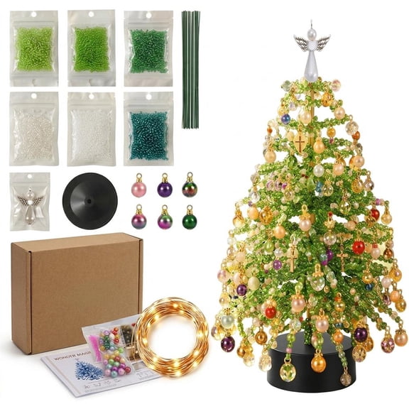 DIY Beaded Christmas Tree Craft Kit with Crystal Beads