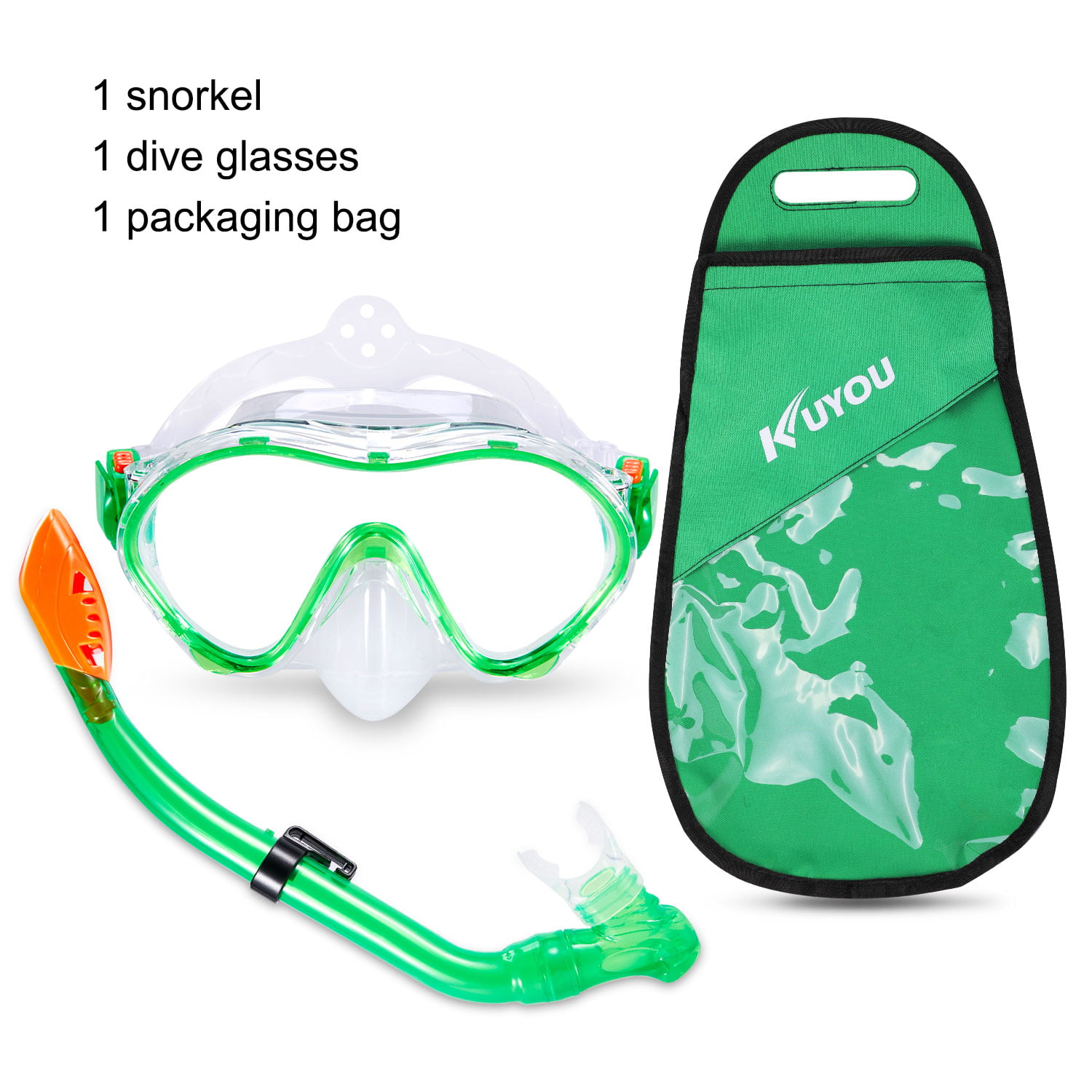 KUYOU Snorkel Set for Kids,Dry Top Snorkel Mask Anti-Fog and Anti-Leak Easy Adjustable Snorkeling Gear for Children Boys & Girls,Juniors Freediving Gear Set Age 5. 