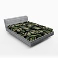 thumbnail image 2 of Ambesonne Tropical Fitted Sheet, Palm Foliage Overlapped, Queen Size, Reseda Green Dark Purple, 2 of 5
