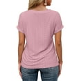 thumbnail image 3 of Beecarchil Women's Short Sleeve V Neck Soft Casual Tunic T Shirt Top Brick Red XL, 3 of 4