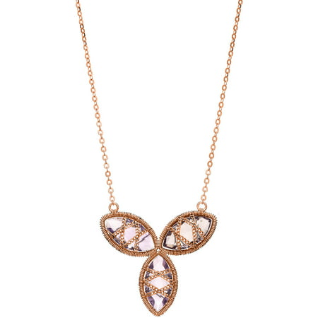 5th & Main Rose Gold over Sterling Silver Hand-Wrapped Triple Floral Amethyst Stone Necklace