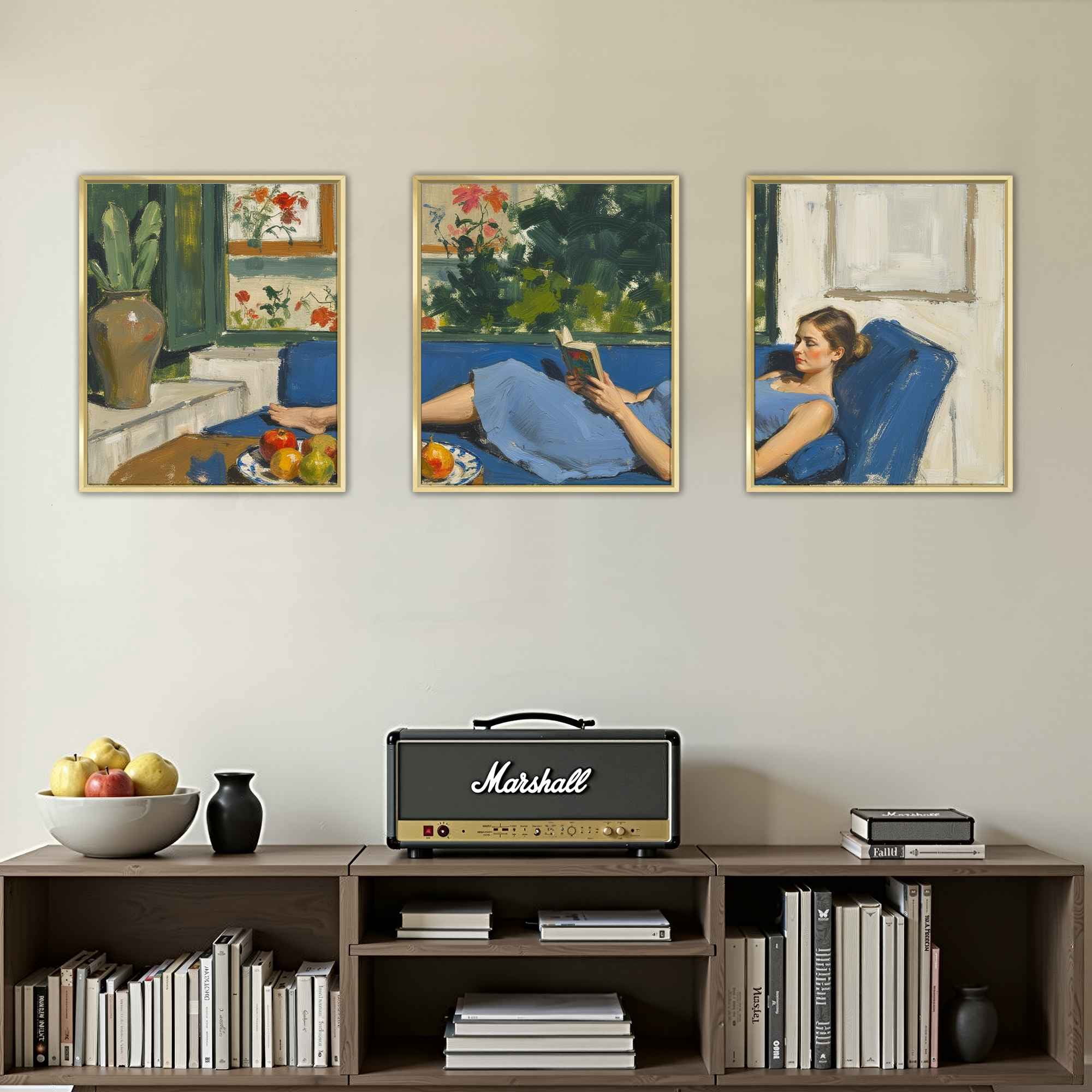 MAYEERTY Modern Abstract Wall Art Painting, Living Room Decor, Glod Aluminum Alloy Frame, 15.7"x11.8"
