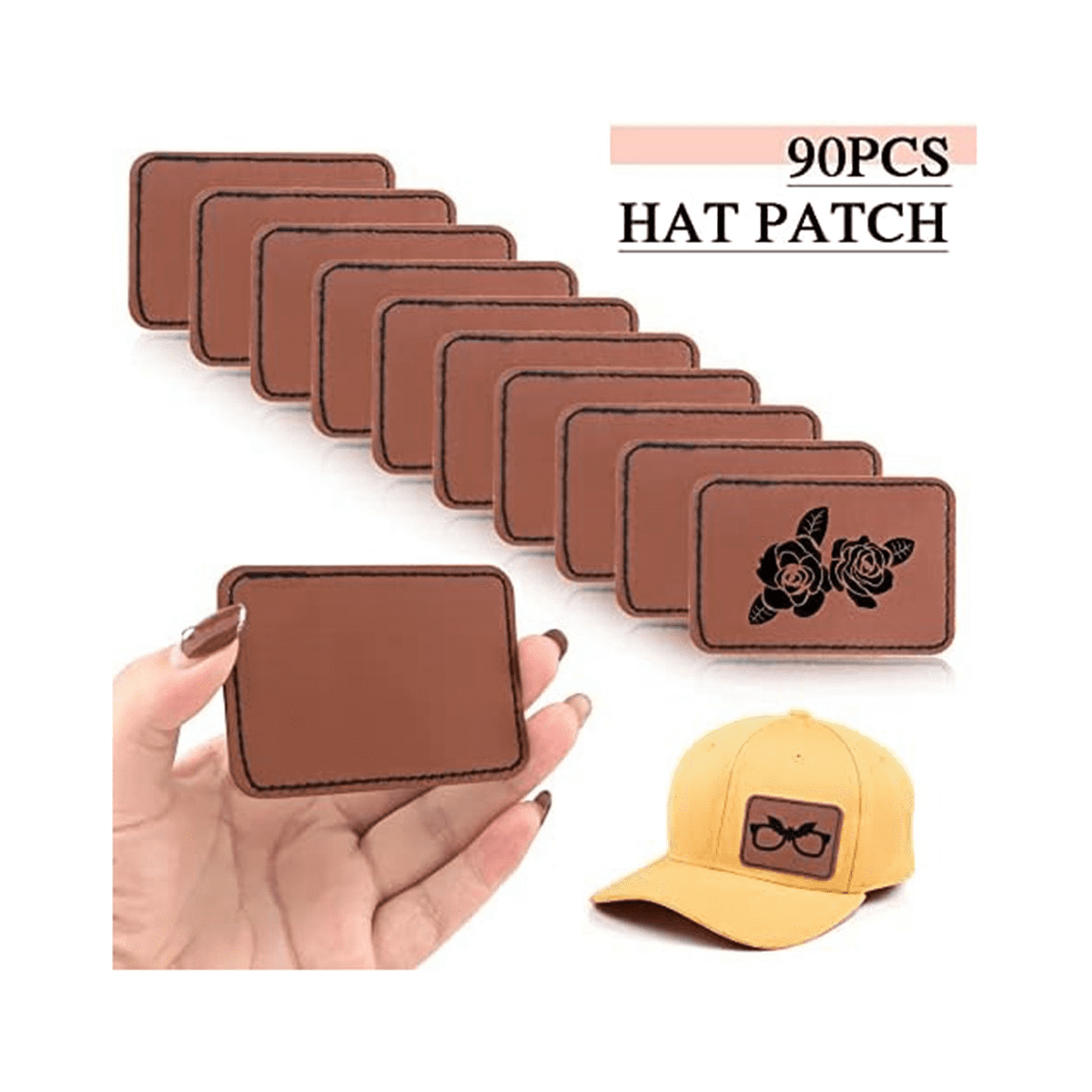 90Pcs Laser Engraving Blanks, Blank Leather Patch for Hat, Wear-Resistant,  Not Easy To Fade 
